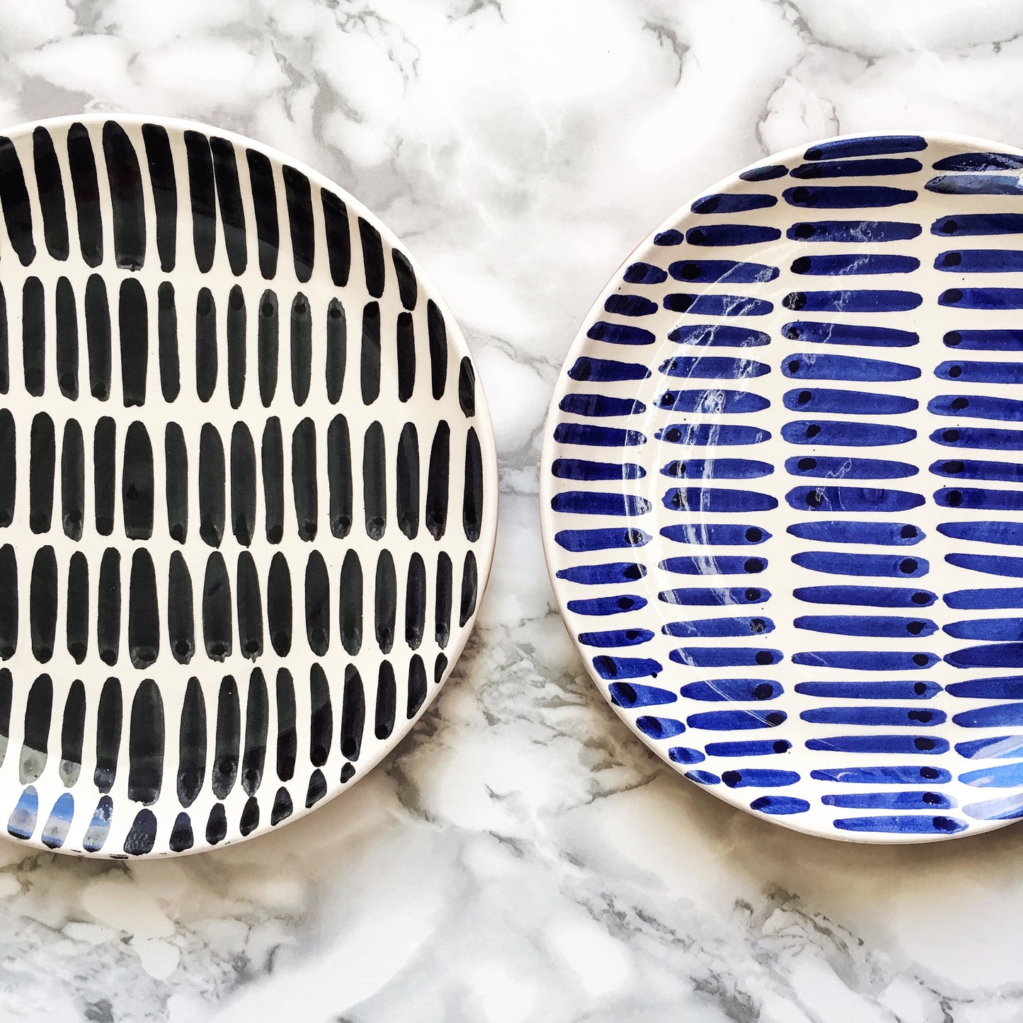 Dash Dinner Plate, blue and white