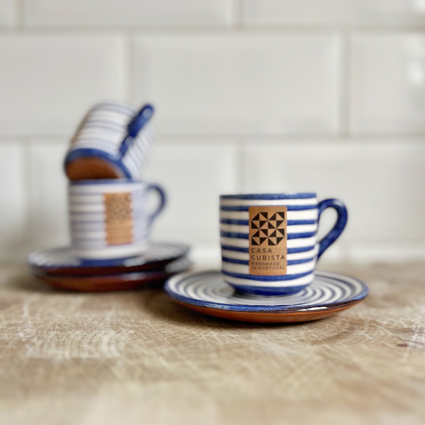 Classic stripe espresso cup and saucer - Plum & Belle