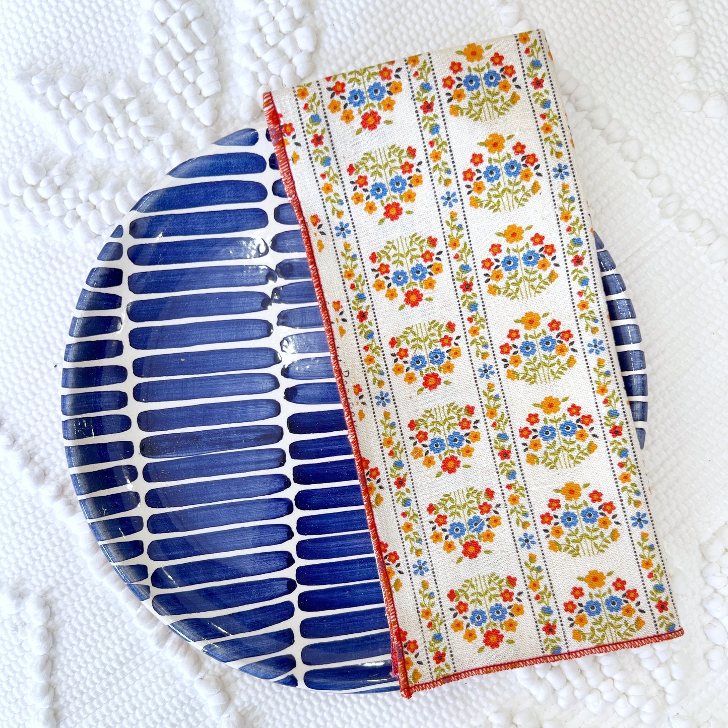 Vintage floral print cotton napkin
