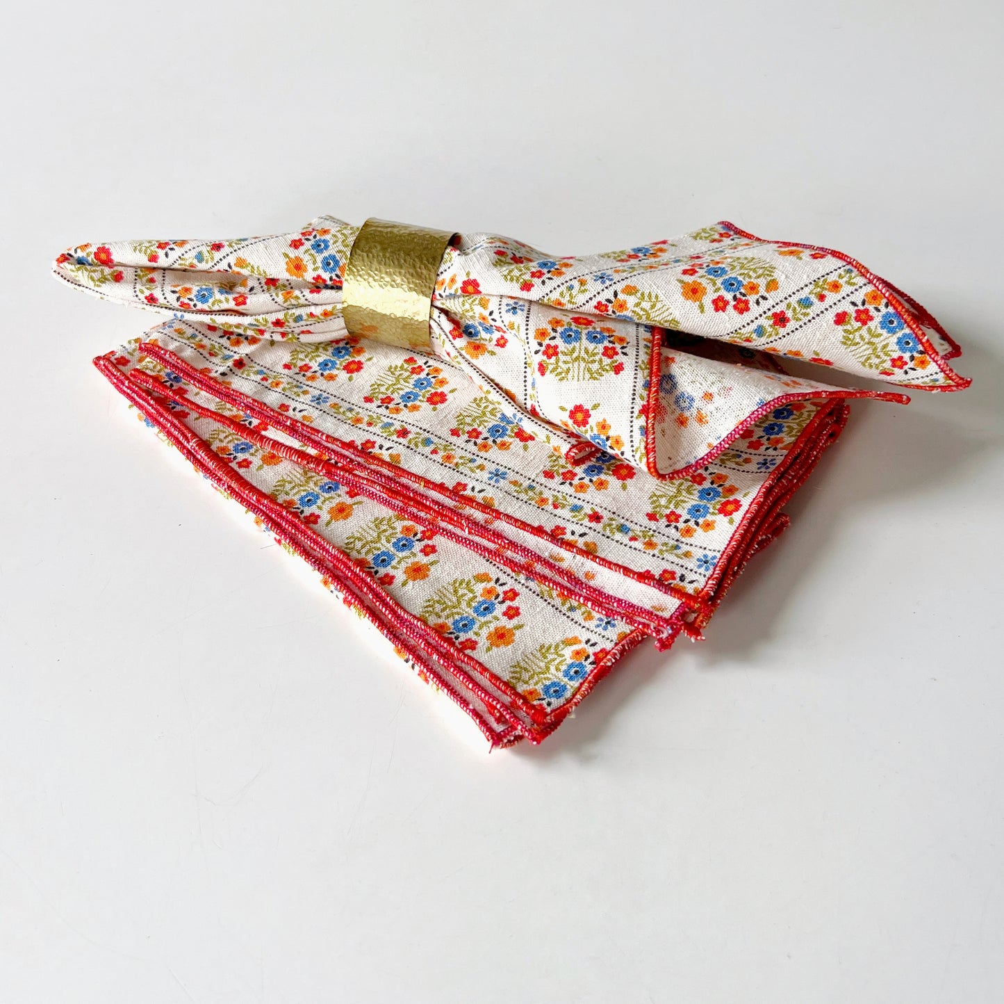 Vintage floral print cotton napkin
