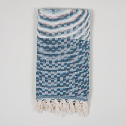 Nordic Dot Hammam Towel, Indigo - Plum & Belle