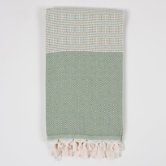 Nordic Dot Hammam Towel, Olive - Plum & Belle