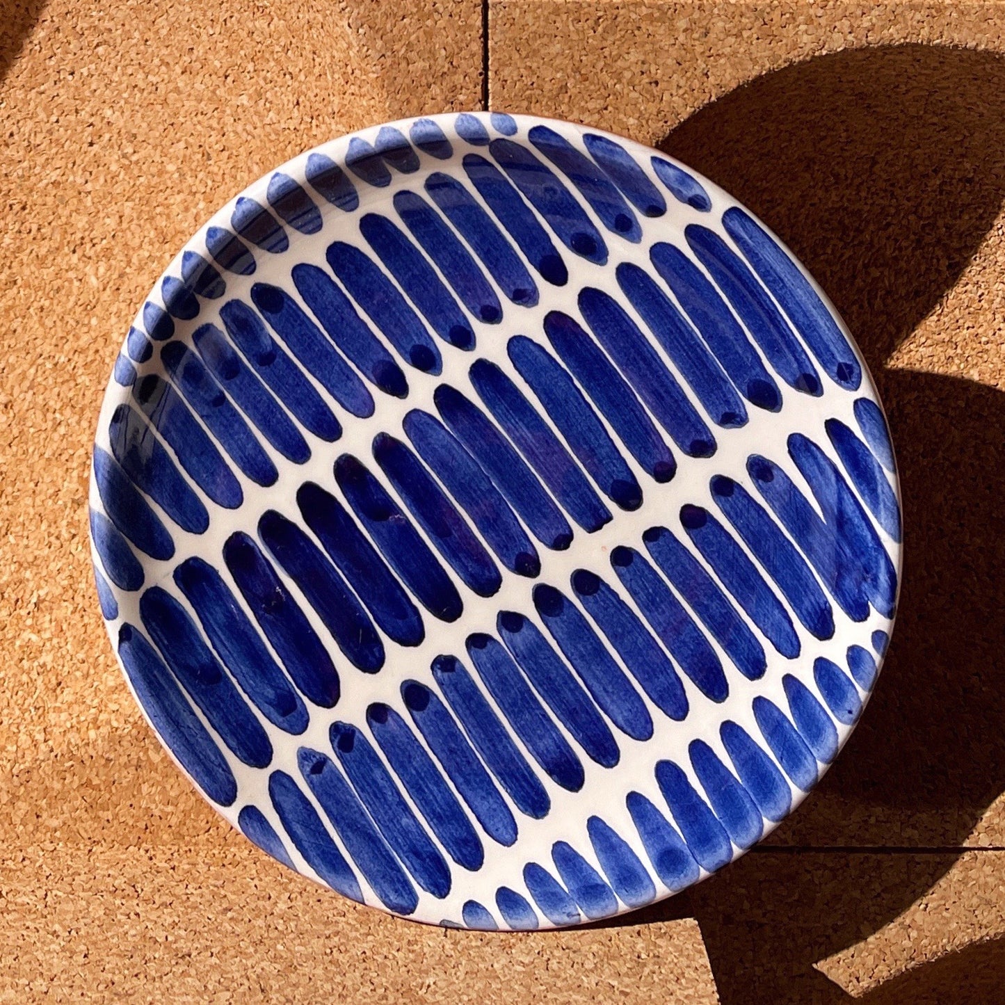 Dash Dinner Plate, blue and white