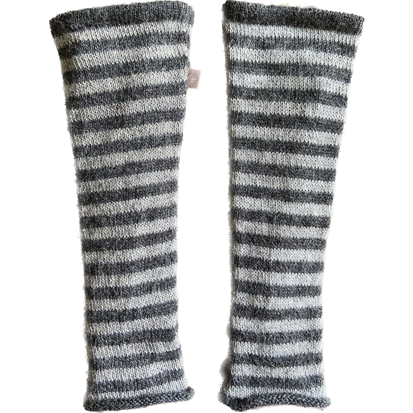 Stripey alpaca fingerless gloves