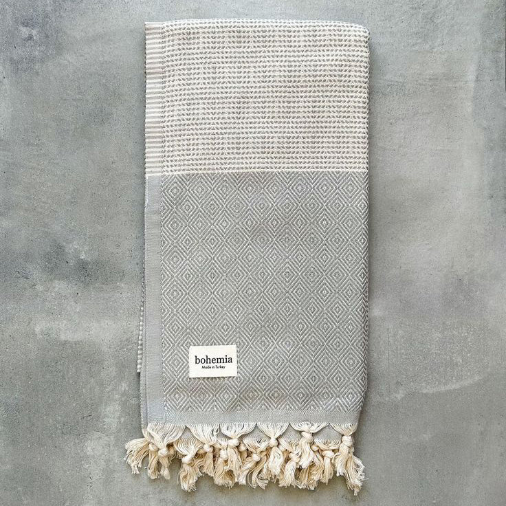 Nordic Dot Hammam Towel, Pearl Grey - Plum & Belle