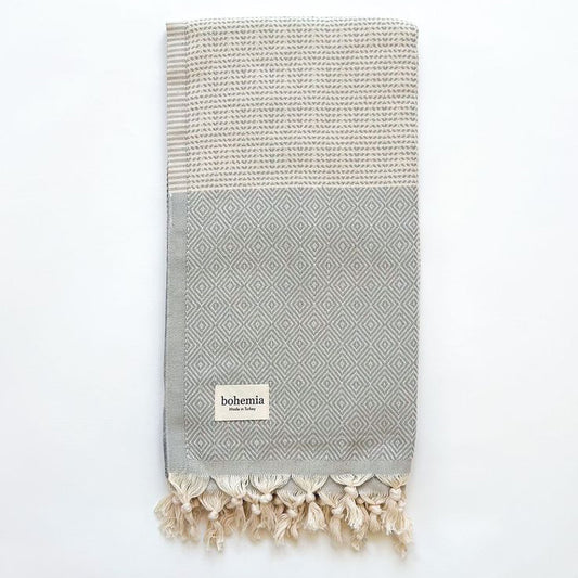 Nordic Dot Hammam Towel, Pearl Grey - Plum & Belle