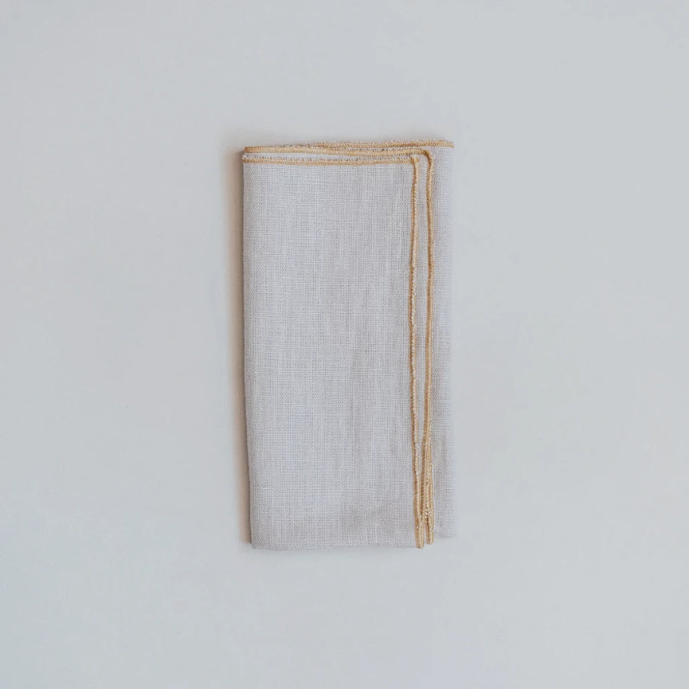 Contrast-edge linen napkin, Aerende - Plum & Belle