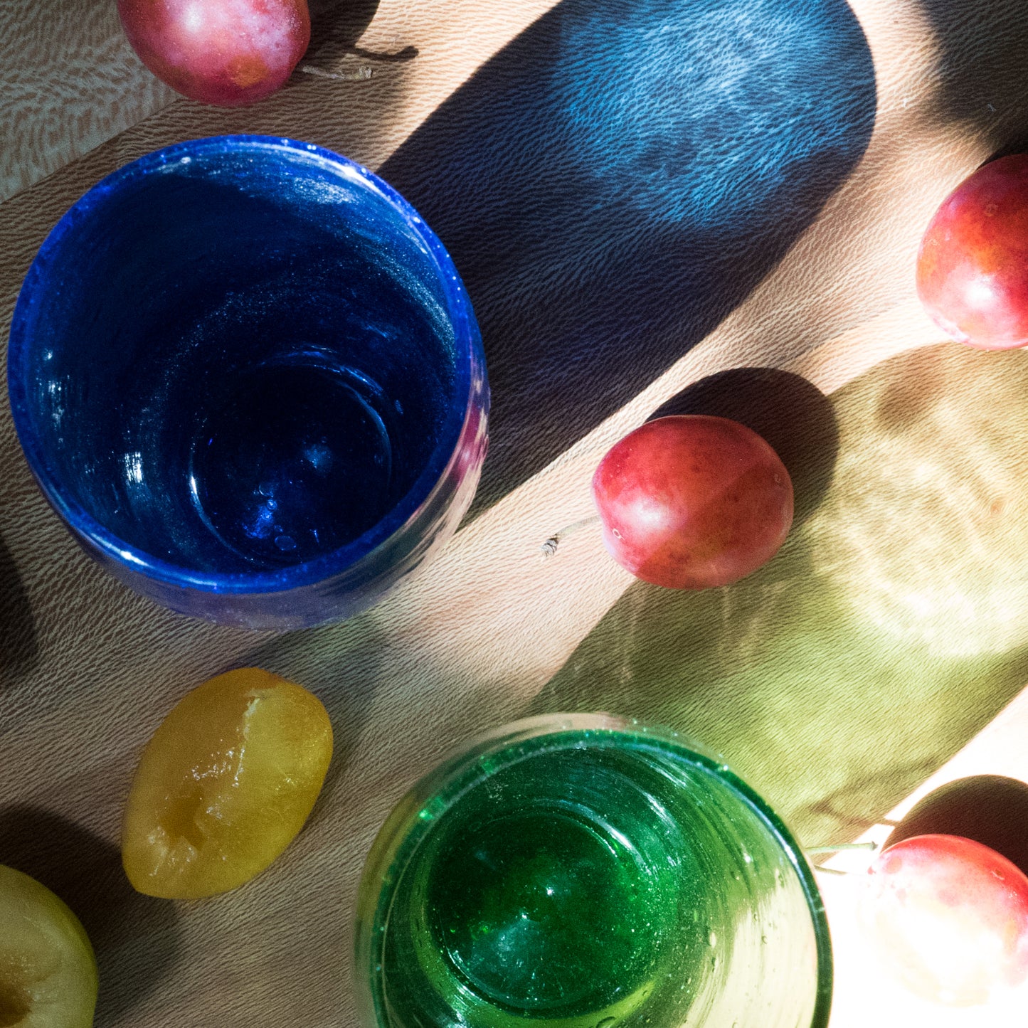 Pair of green colour handblown tumblers - Plum & Belle