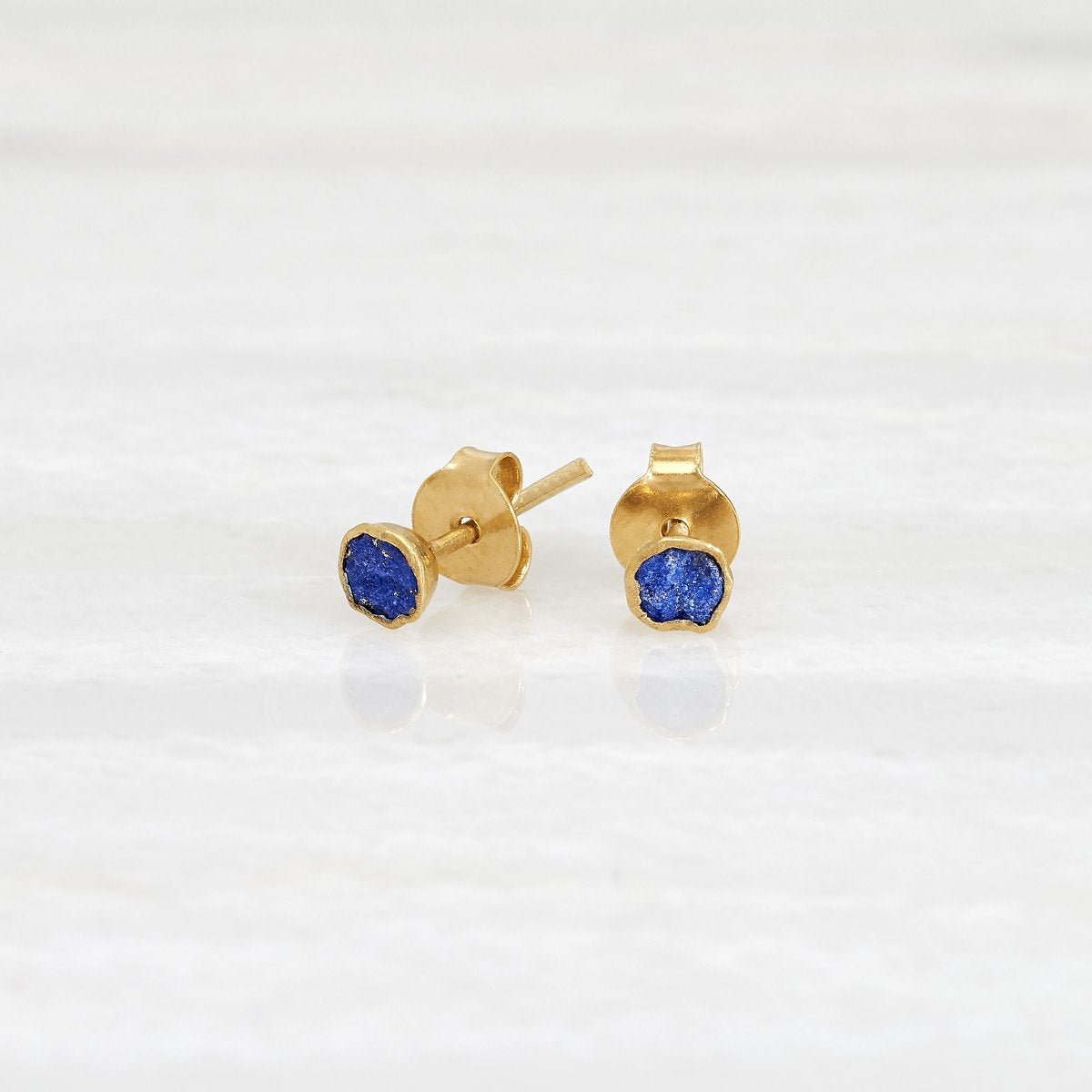 Lapis cradle stud earrings, gold-plated Ishkar - Plum & Belle