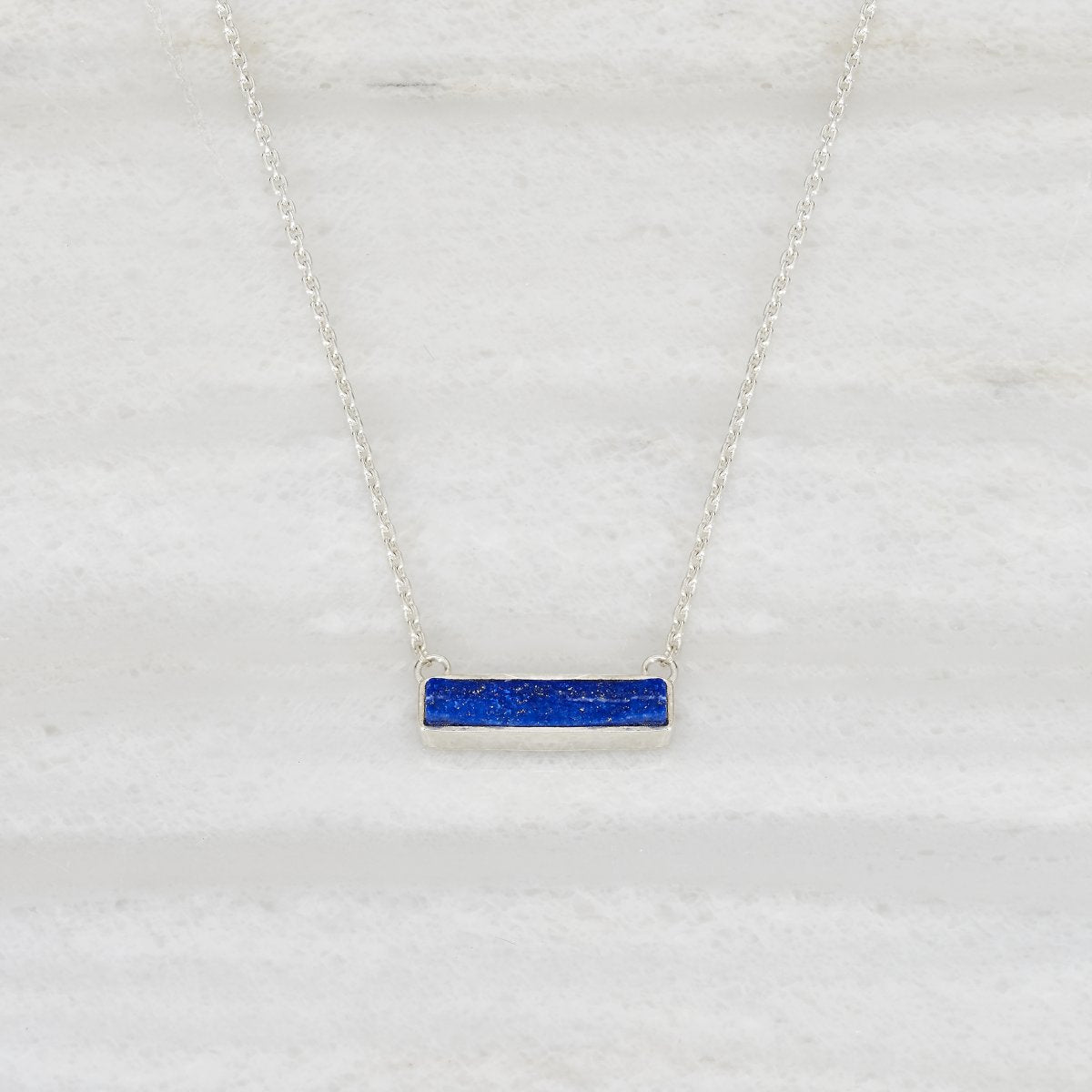 Hewn Lapis pendant, silver necklace Ishkar - Plum & Belle