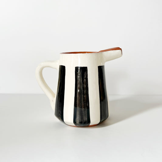 Bold stripe mini pitcher, black and white