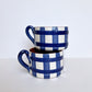 Grid flat mug, blue