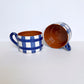 Grid flat mug, blue