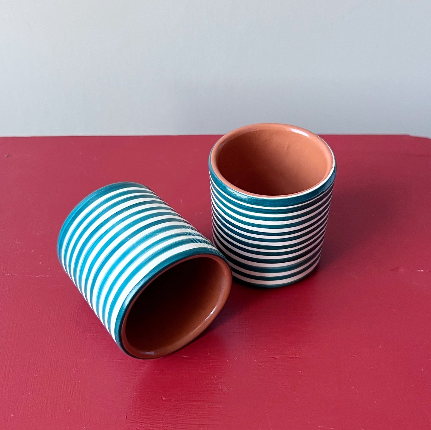 Classic stripe shot beaker, teal - Plum & Belle