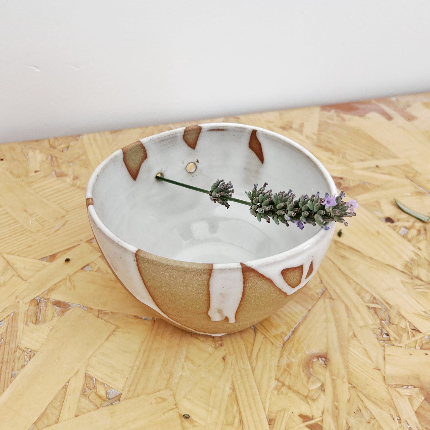 Stoneware herb stripping bowl