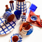 Grid espresso cup and saucer, blue
