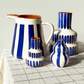 Bold stripe pitcher, blue and white