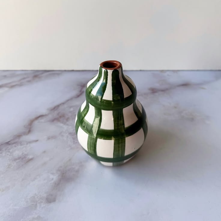 Mini terracotta gourd vase, grid - Plum & Belle