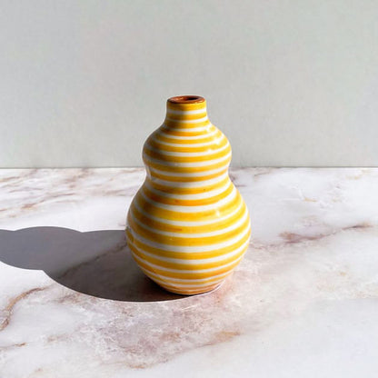 Mini terracotta gourd vase, classic stripe - Plum & Belle
