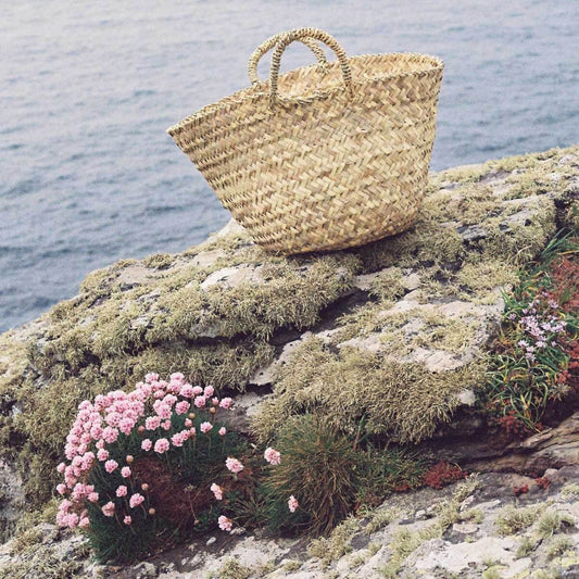 Large palm leaf storage basket