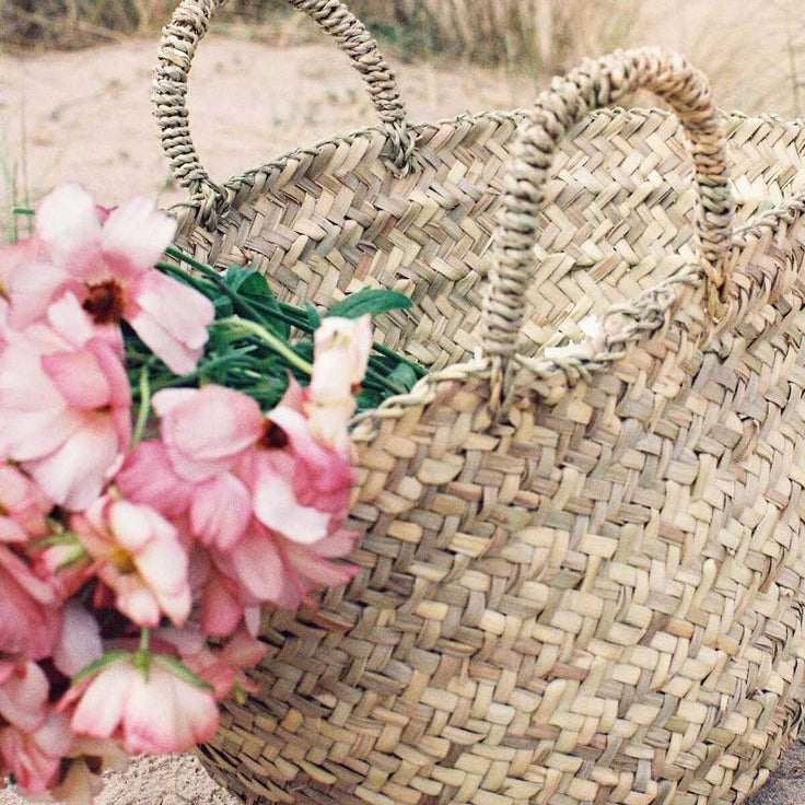 Large palm leaf storage basket