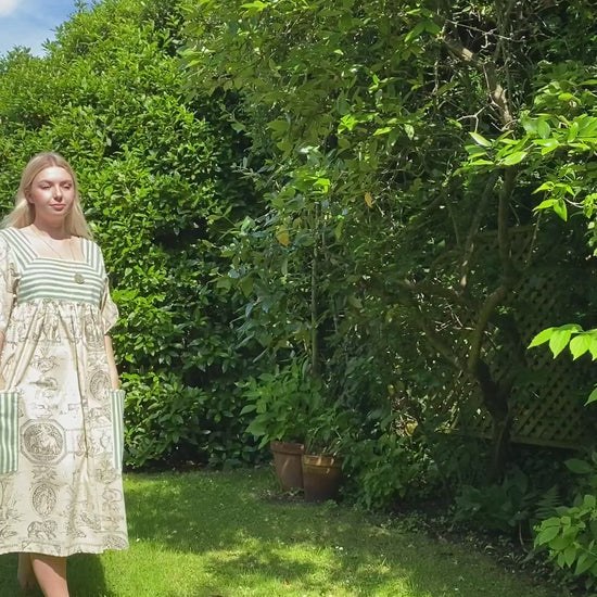 Amy stripe and toile de jouy dress Plum & Belle