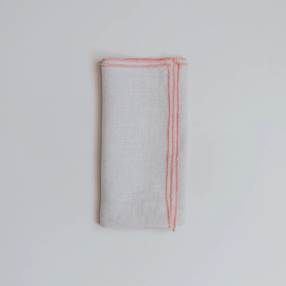 Contrast-edge linen napkin, Aerende - Plum & Belle