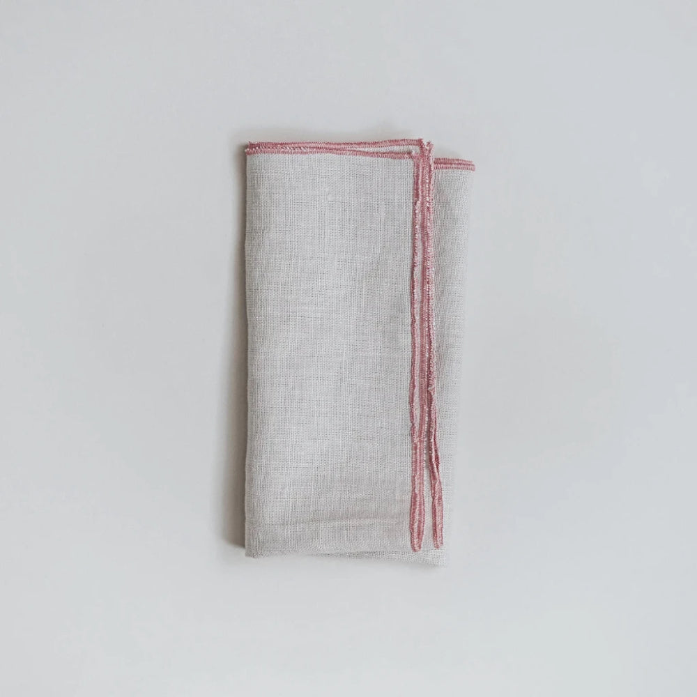 Contrast-edge linen napkin, Aerende - Plum & Belle