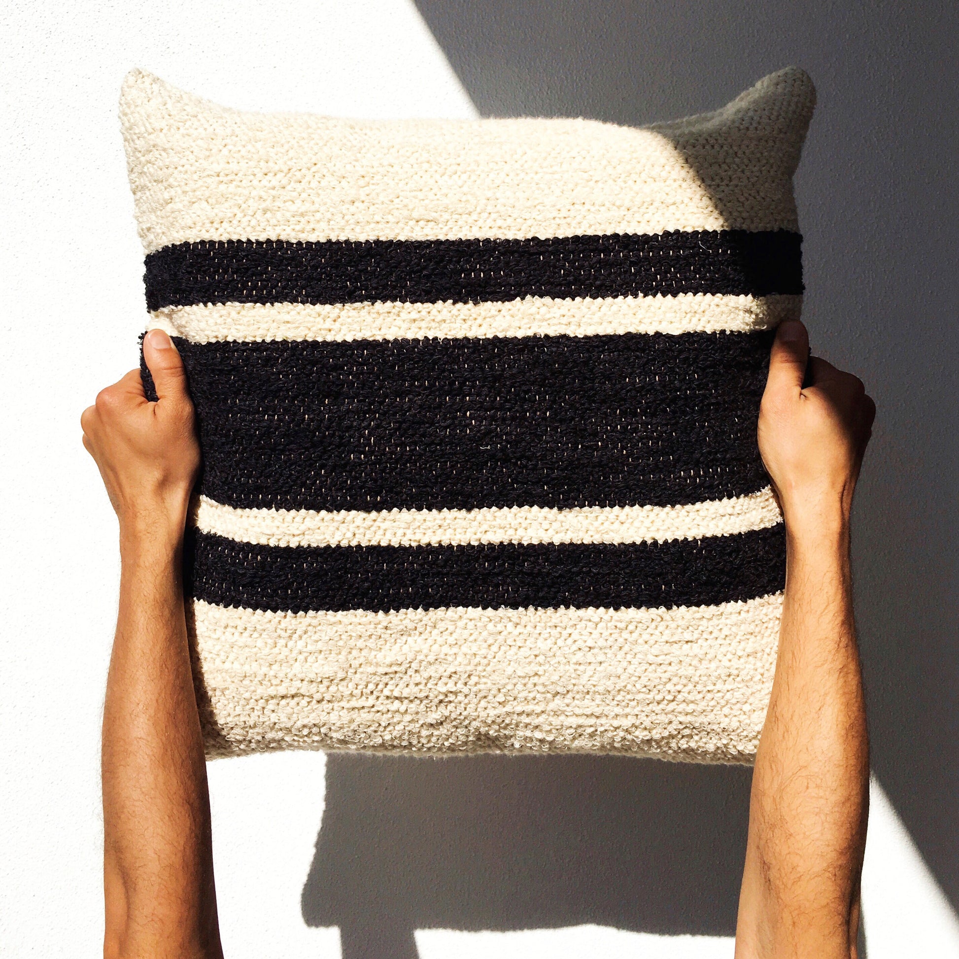 Centre Stripe respun textile cushion, Casa Cubista - Plum & Belle