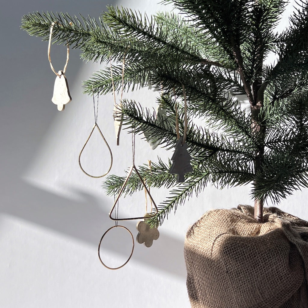 Set of three handmade brass tree decorations - Plum & Belle