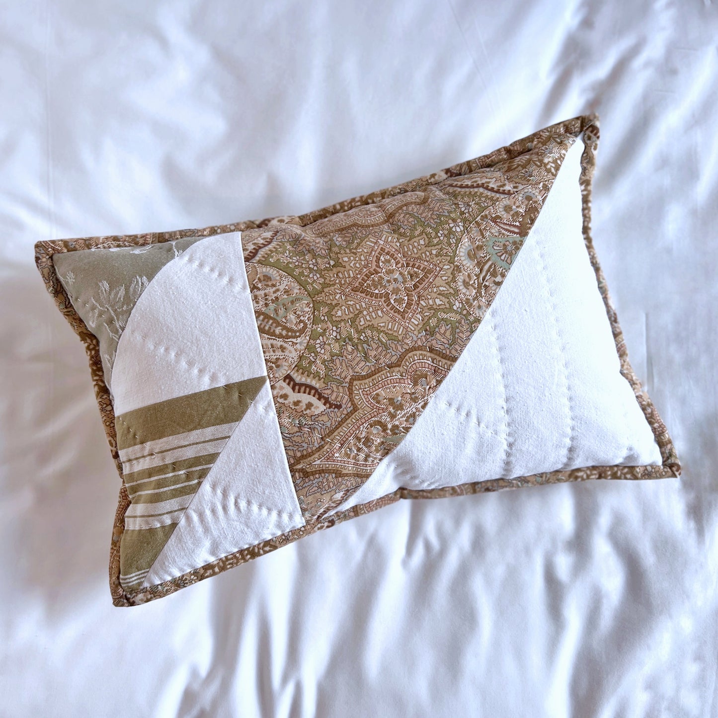Double Joy patchwork quilted cushion - Plum & Belle