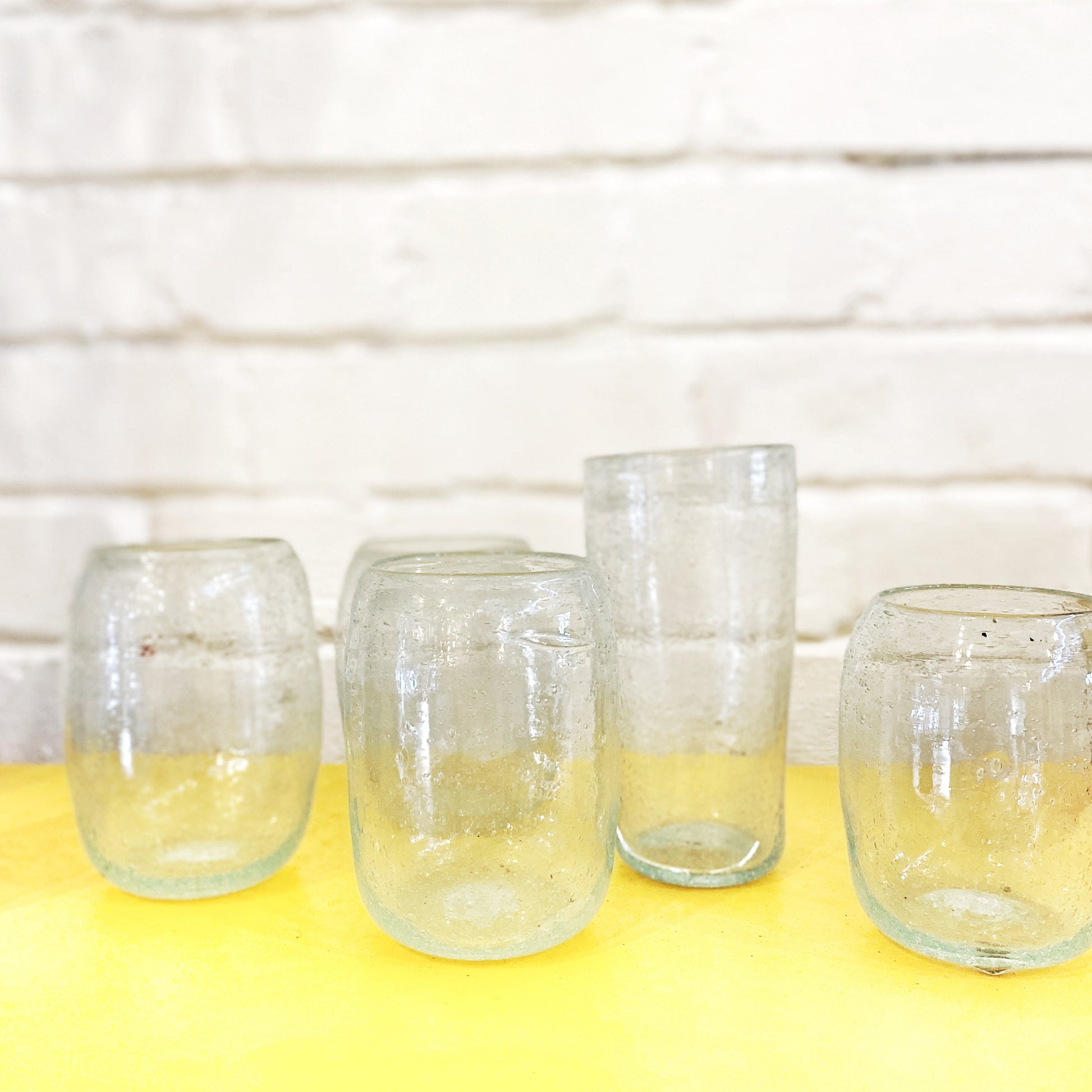 Pair of aqua colour handblown tumblers, Ishkar - Plum & Belle