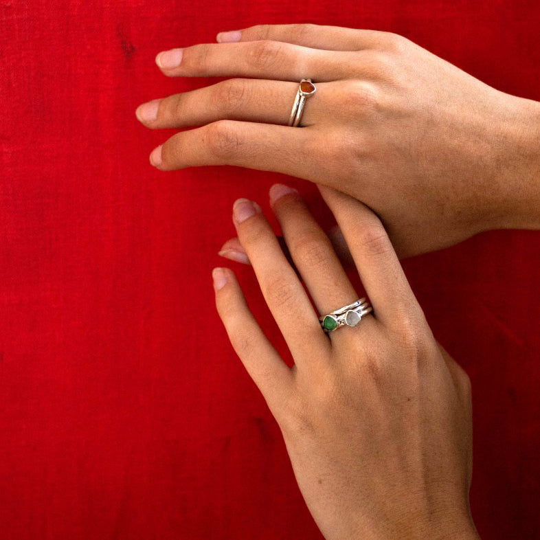 Hammered ring with kunzite stone, silver rings Ishkar   