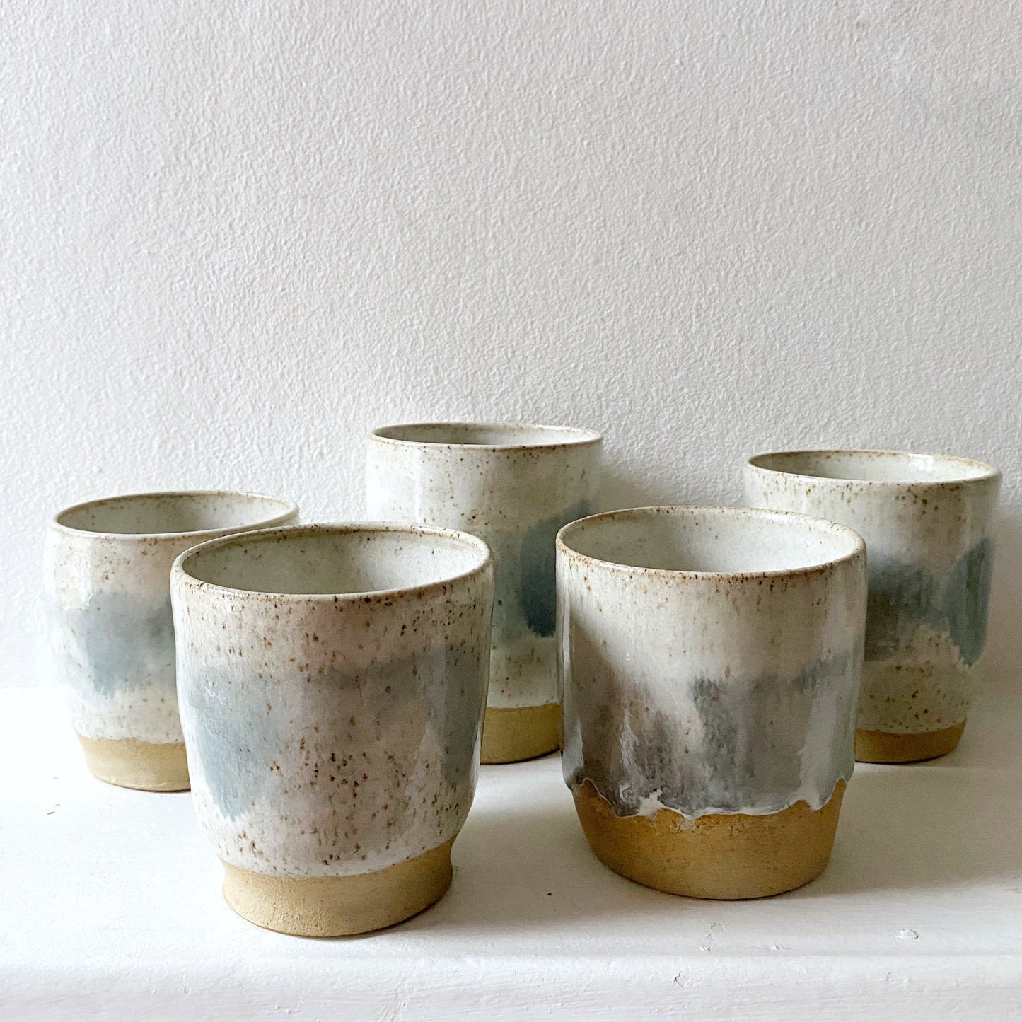 'Silver swoosh' stoneware beaker ceramics Plum & Belle   