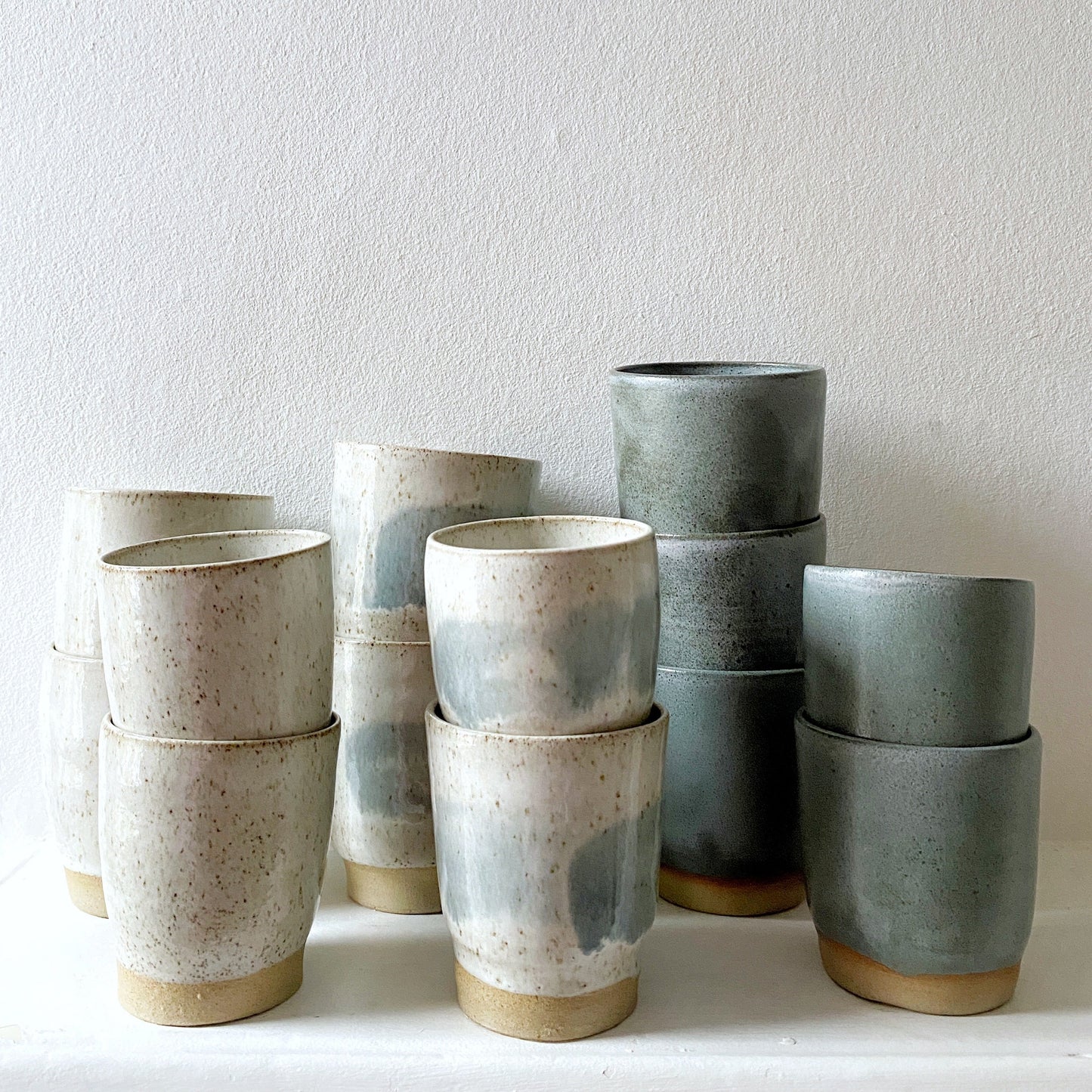'Silver swoosh' stoneware beaker ceramics Plum & Belle   