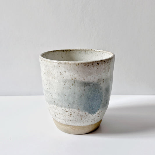 'Silver swoosh' stoneware beaker ceramics Plum & Belle