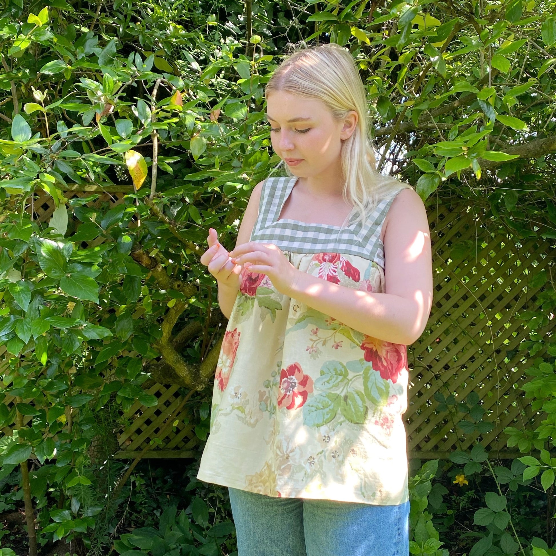 Krista top in roses and gingham - Plum & Belle