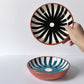 Terracotta bowl in ray, dash and stripe designs casa Cubista - Plum & Belle