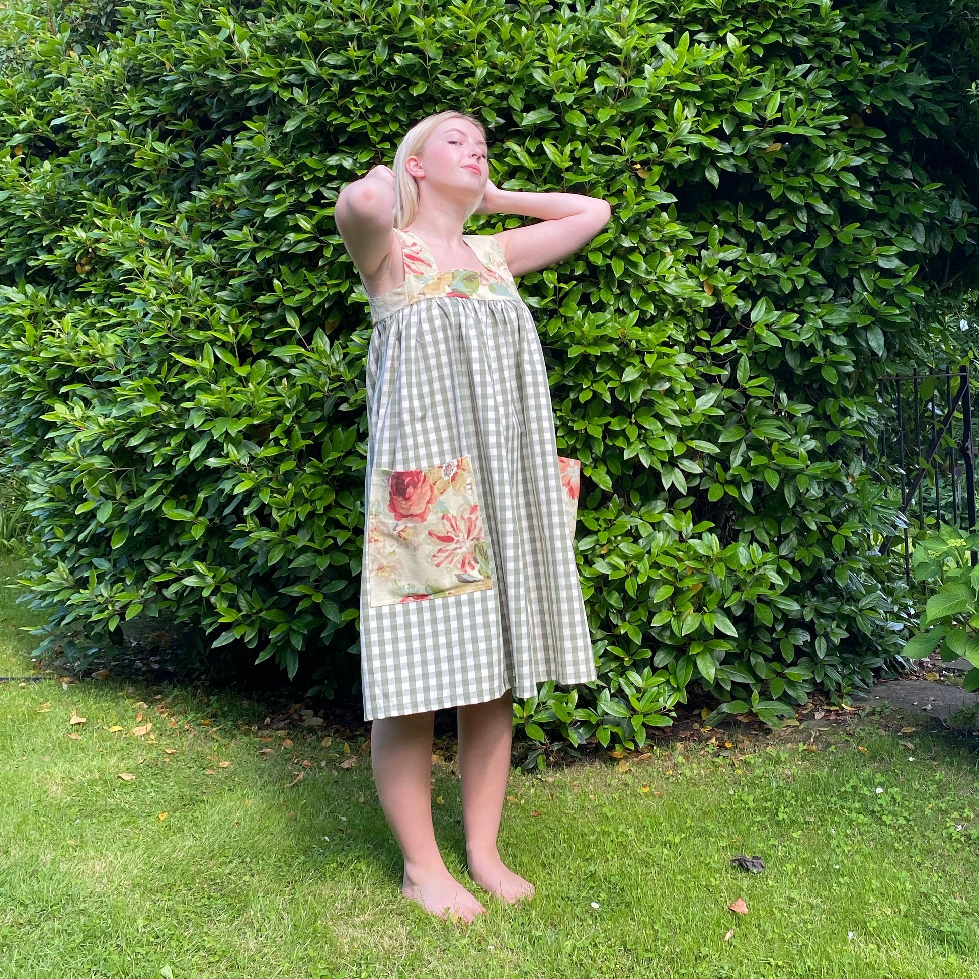 Krista dress in gingham and roses - Plum & Belle