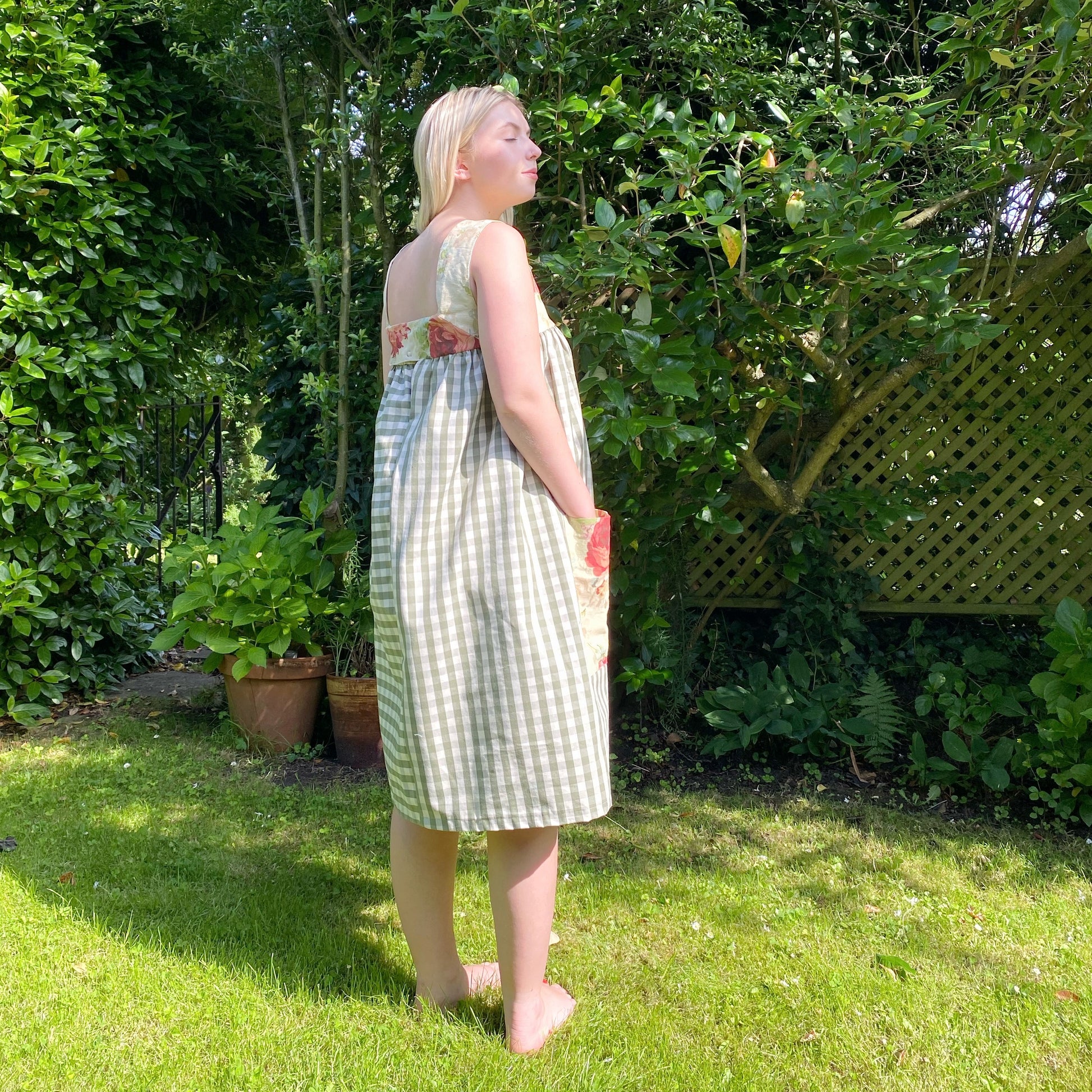 Krista dress in gingham and roses - Plum & Belle