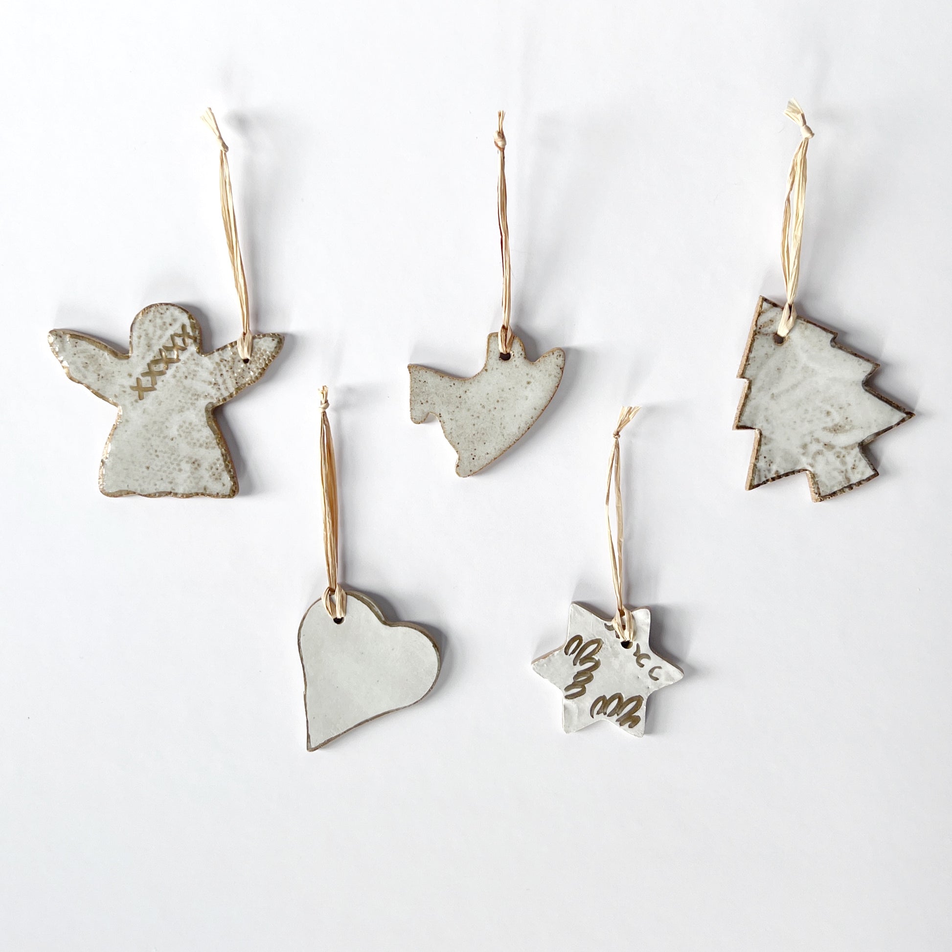 Set of five ceramic Christmas decorations - Plum & Belle