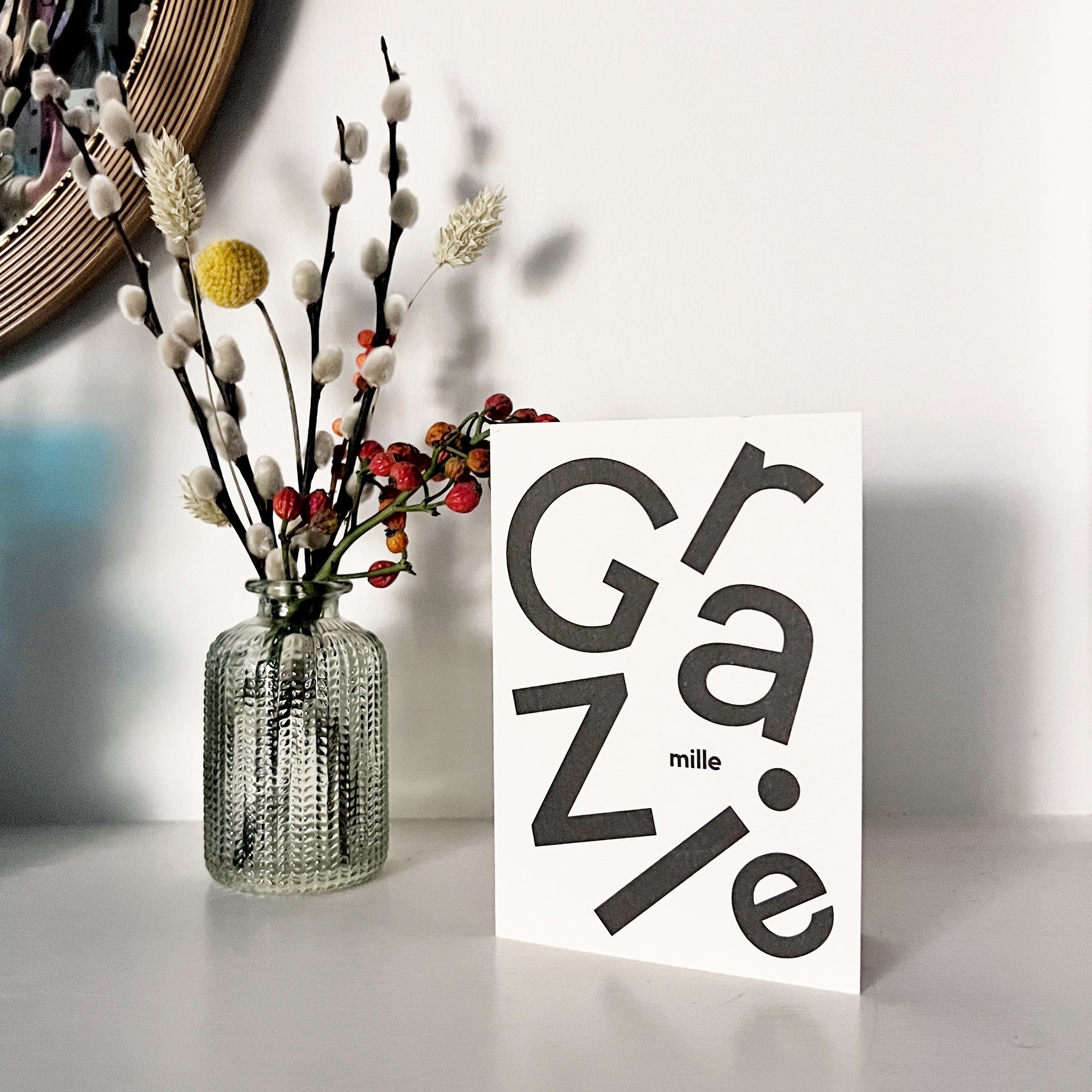 Set of five Grazie Mille thank you cards - Plum & Belle