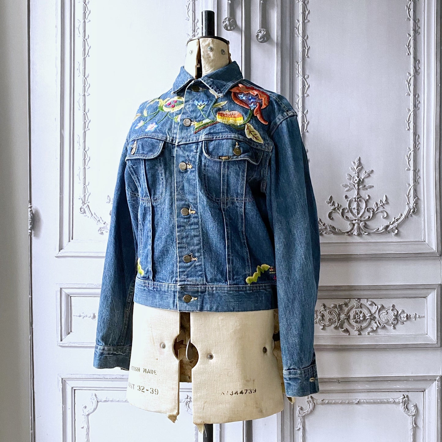 Tropical Flora embroidered vintage denim jacket - Plum & Belle