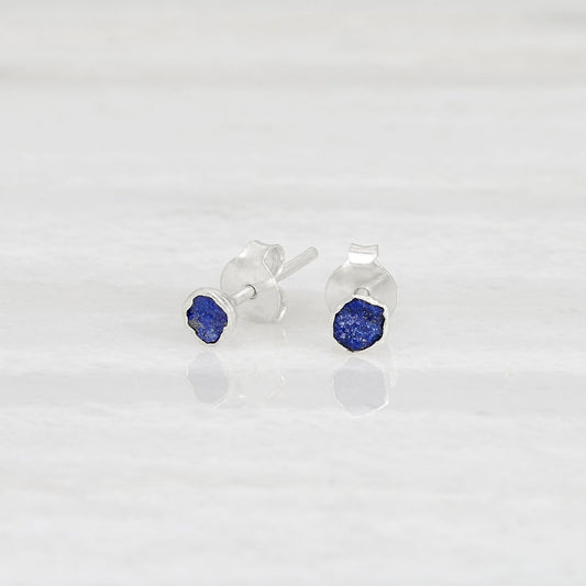 Lapis cradle stud earrings, sterling silver, Ishkar - Plum & Belle  