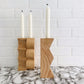 Zig-zag natural chestnut wood candleholder - Plum & Belle