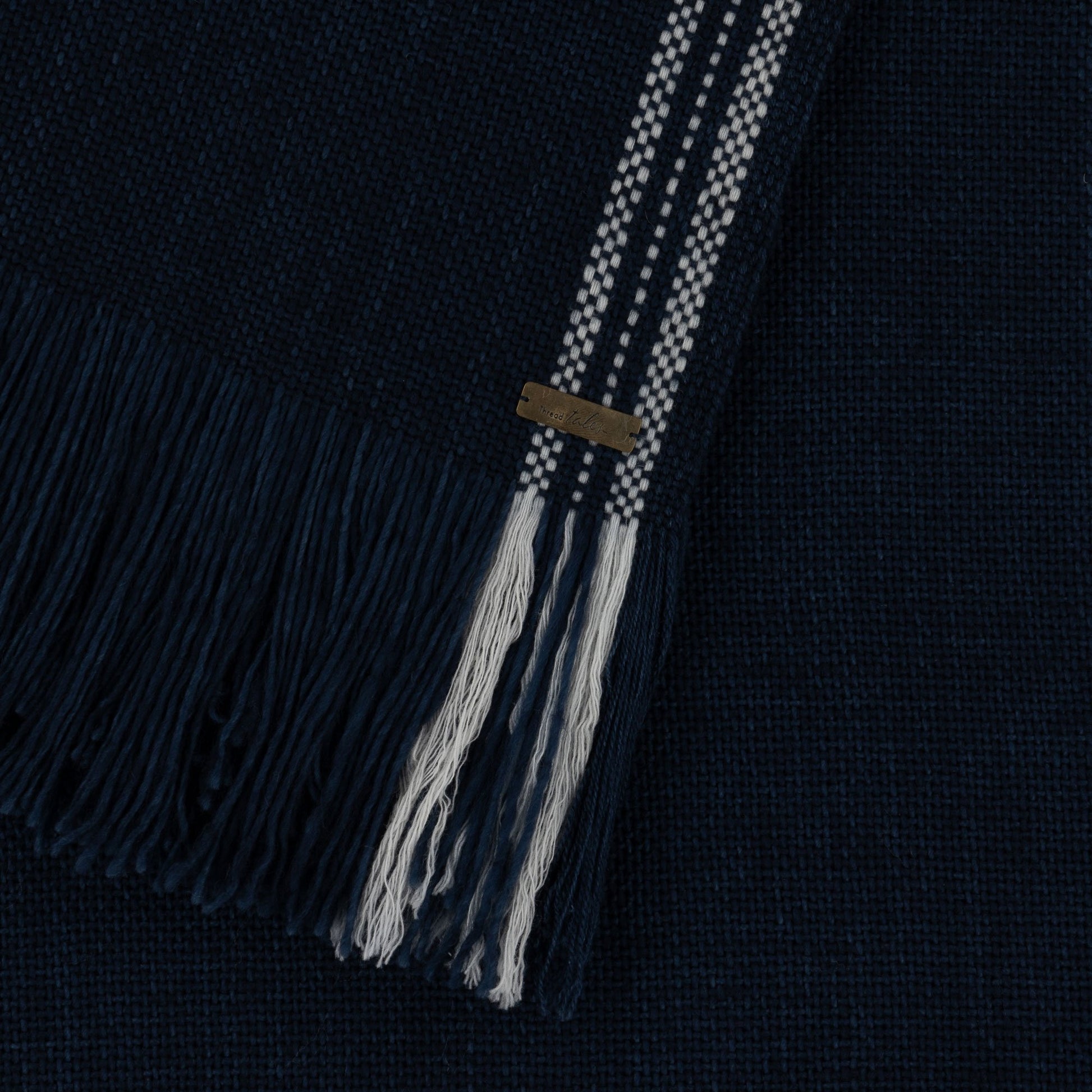 Pocket merino wool shawl in inky blue Thread Tales - Plum & Belle