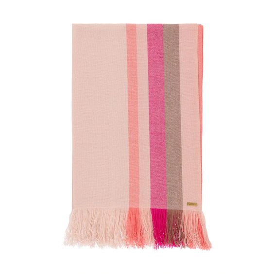 Striped cashmere & wool scarf, 'sunset' colourway, Thread Tales - Plum & Belle