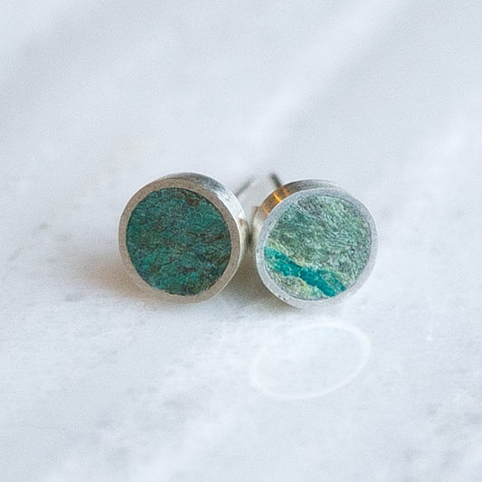 Bamiyan turquoise stud earrings, sterling silver - Plum & Belle
