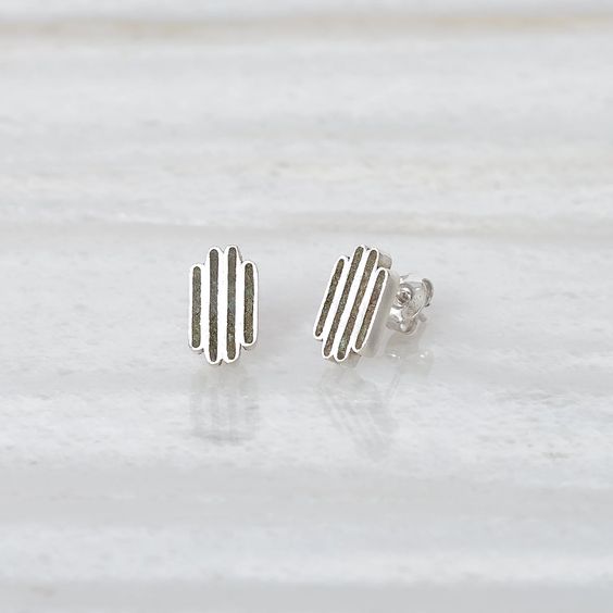Four Forests stud earrings, Bamiyan turquoise and silver earrings Ishkar - Plum & Belle