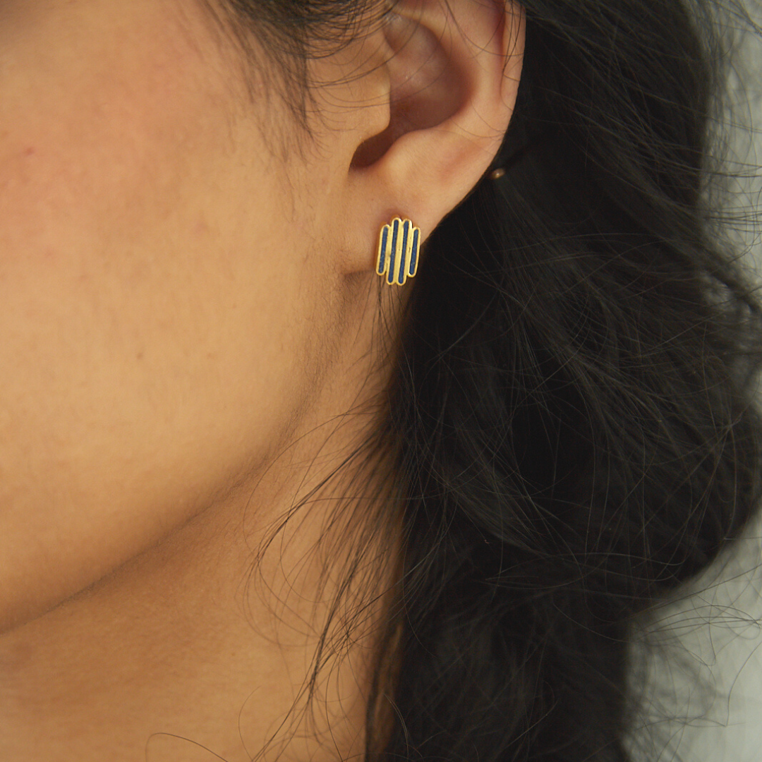 Four Rivers stud earrings, lapis lazuli and silver earrings Ishkar   